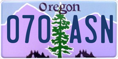 OR license plate 070ASN