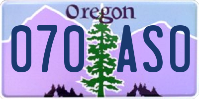 OR license plate 070ASO