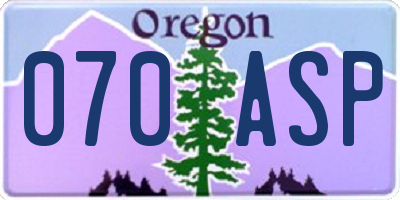 OR license plate 070ASP