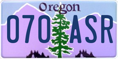 OR license plate 070ASR