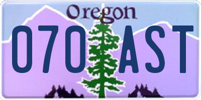 OR license plate 070AST