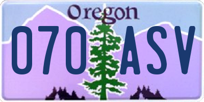 OR license plate 070ASV