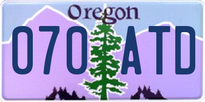 OR license plate 070ATD