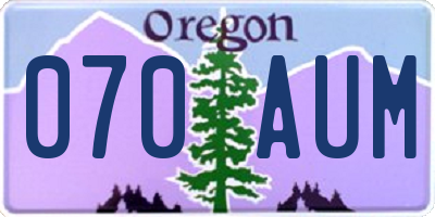 OR license plate 070AUM