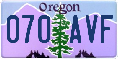 OR license plate 070AVF