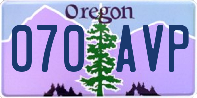 OR license plate 070AVP