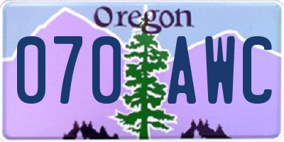 OR license plate 070AWC