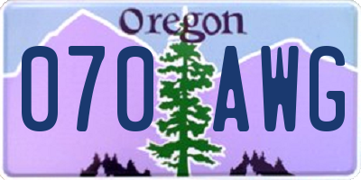 OR license plate 070AWG