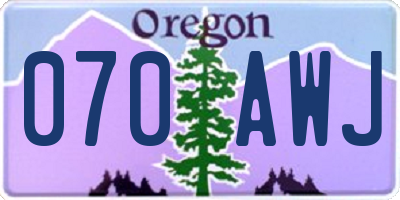 OR license plate 070AWJ