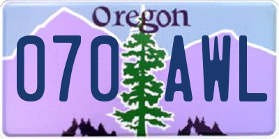 OR license plate 070AWL