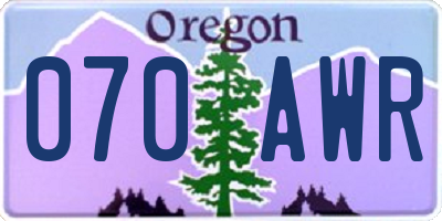 OR license plate 070AWR