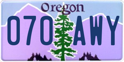 OR license plate 070AWY