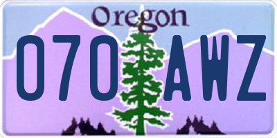 OR license plate 070AWZ