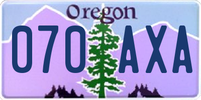OR license plate 070AXA