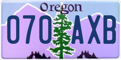 OR license plate 070AXB