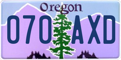 OR license plate 070AXD