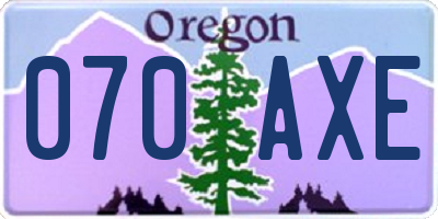 OR license plate 070AXE