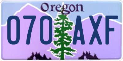 OR license plate 070AXF