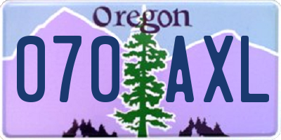 OR license plate 070AXL