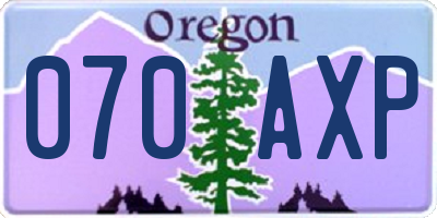 OR license plate 070AXP