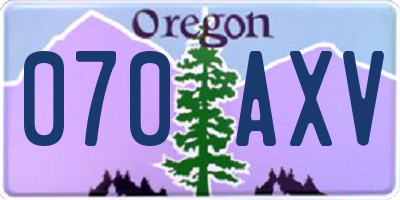 OR license plate 070AXV