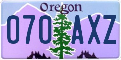 OR license plate 070AXZ