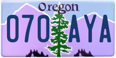 OR license plate 070AYA