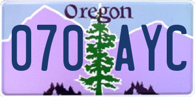 OR license plate 070AYC