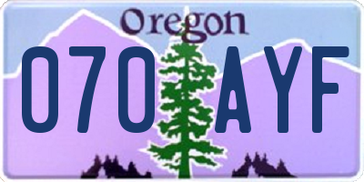 OR license plate 070AYF