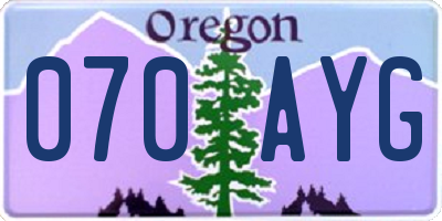 OR license plate 070AYG