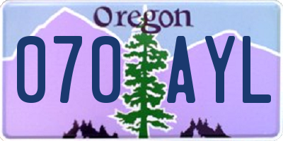 OR license plate 070AYL