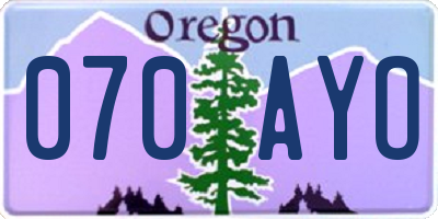 OR license plate 070AYO
