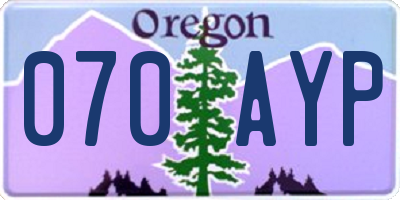 OR license plate 070AYP