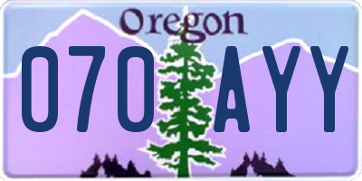 OR license plate 070AYY