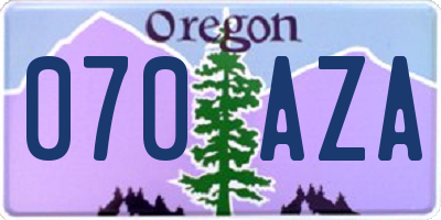 OR license plate 070AZA