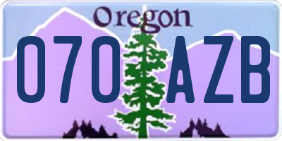 OR license plate 070AZB