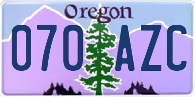 OR license plate 070AZC
