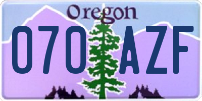 OR license plate 070AZF