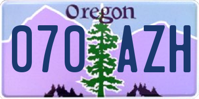 OR license plate 070AZH