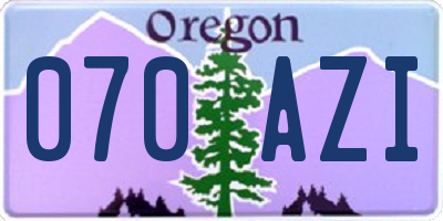 OR license plate 070AZI