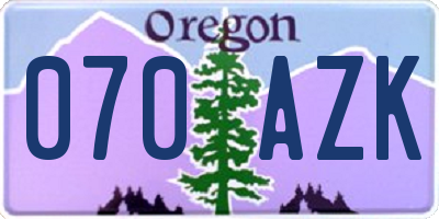 OR license plate 070AZK