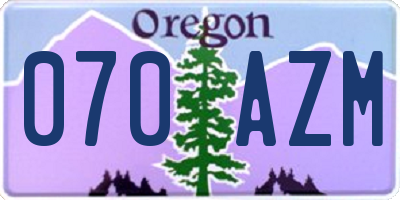OR license plate 070AZM