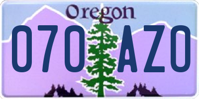 OR license plate 070AZO