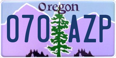 OR license plate 070AZP