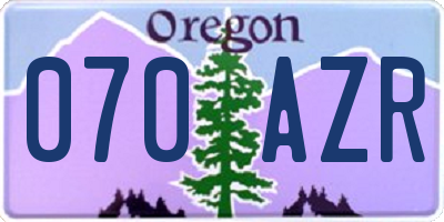 OR license plate 070AZR