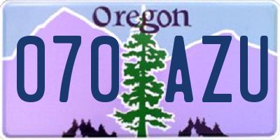 OR license plate 070AZU