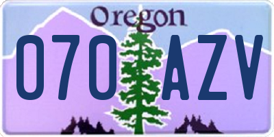 OR license plate 070AZV