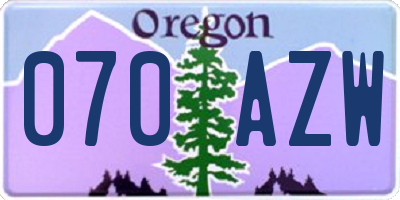OR license plate 070AZW
