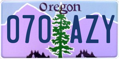 OR license plate 070AZY