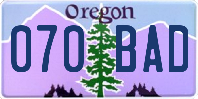 OR license plate 070BAD